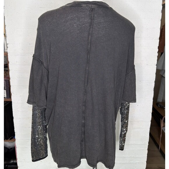 Free People Nellie Sequin Twofer Gray XS Boho Chic Grunge Edgy Urban Artsy Flowy - Picture 7 of 9